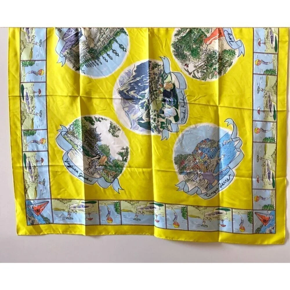 tory burch souvenir silk square scarf acid lemon 36
